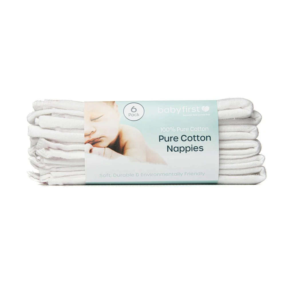 Baby First Pure Cotton Flannelette Nappies 6 Pack - Image 3