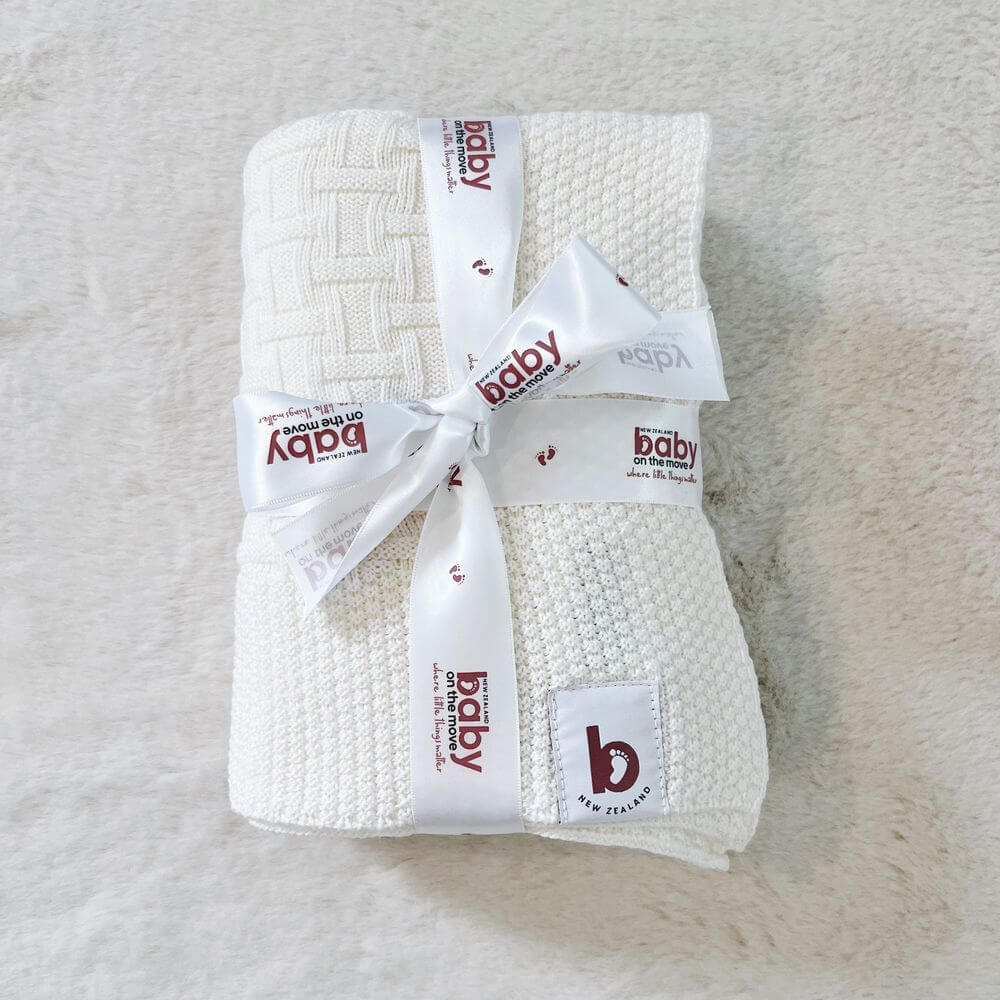 Baby On The Move Basketweave Merino Bassinet Blanket 90 x 90 cm - Image 8