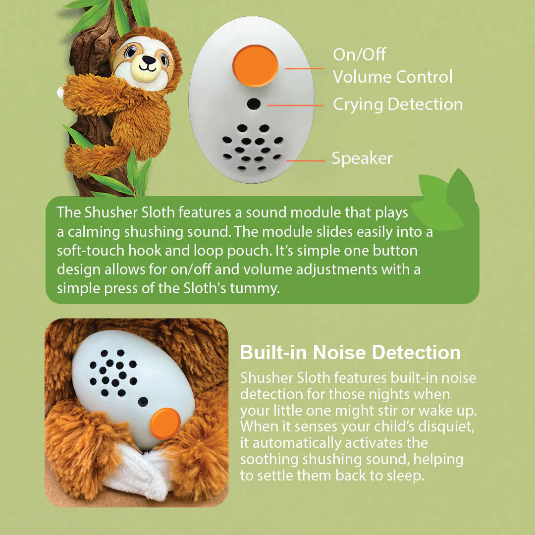 Baby Shusher - Sloth Soft Toy and Sound Module - Image 3