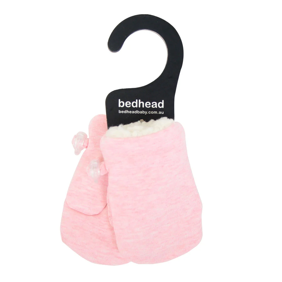 Bedhead Fleecy Baby Mitten - Baby Pink Marle - Image 4