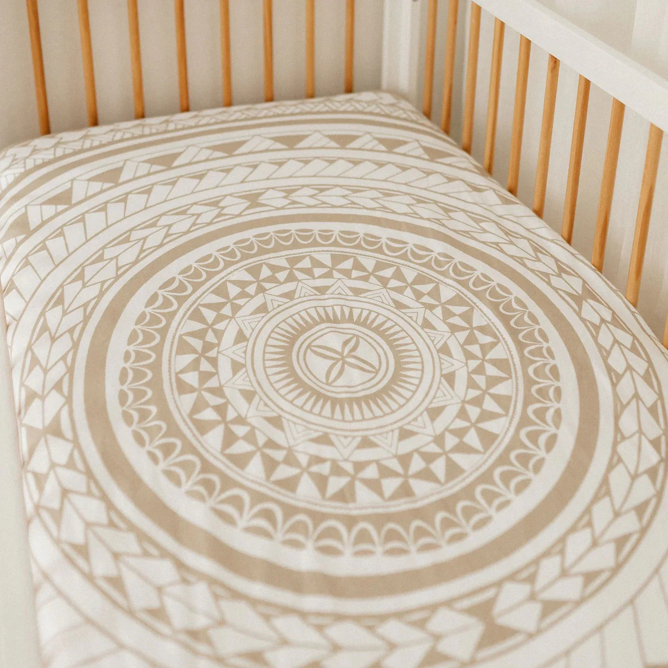 BO & KO Baby Fitted Cot Sheet | Pacific Island Mocha - Image 2