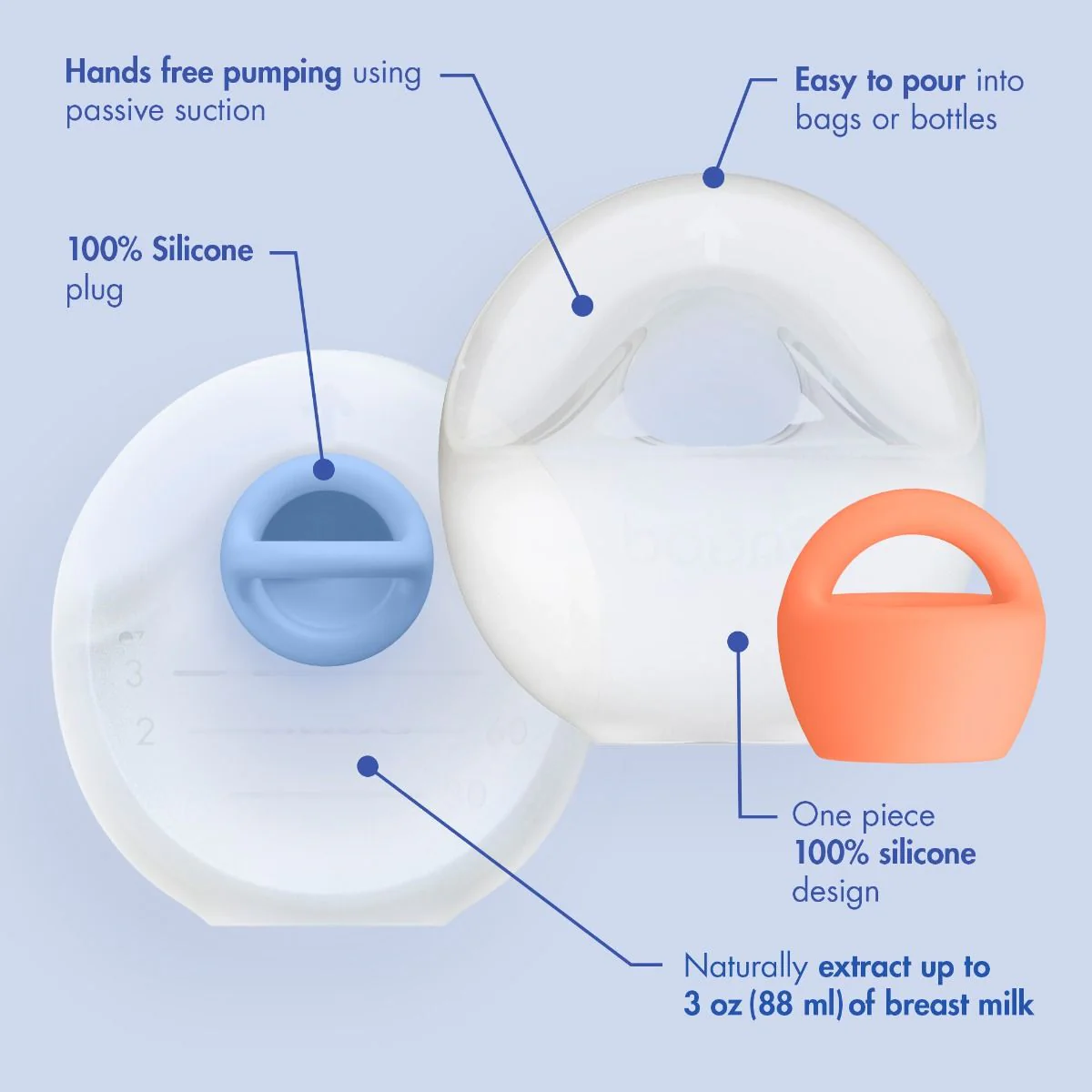 Boon TROVE™ 2pk Silicone Passive Breast Pump with travel pouch - Image 4