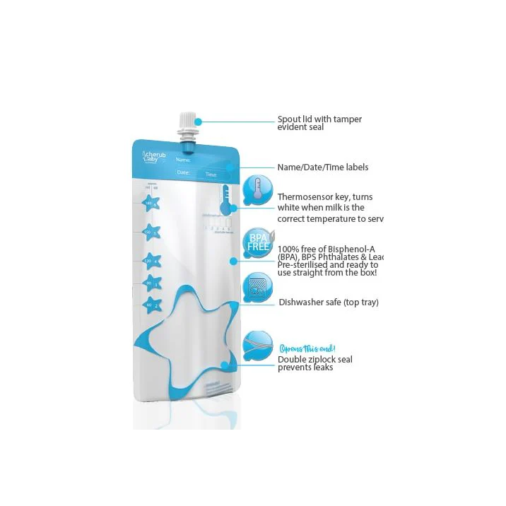 Cherub Baby ThermoSensor Re-usable Breast Milk Storage Bags 10pk - Image 2