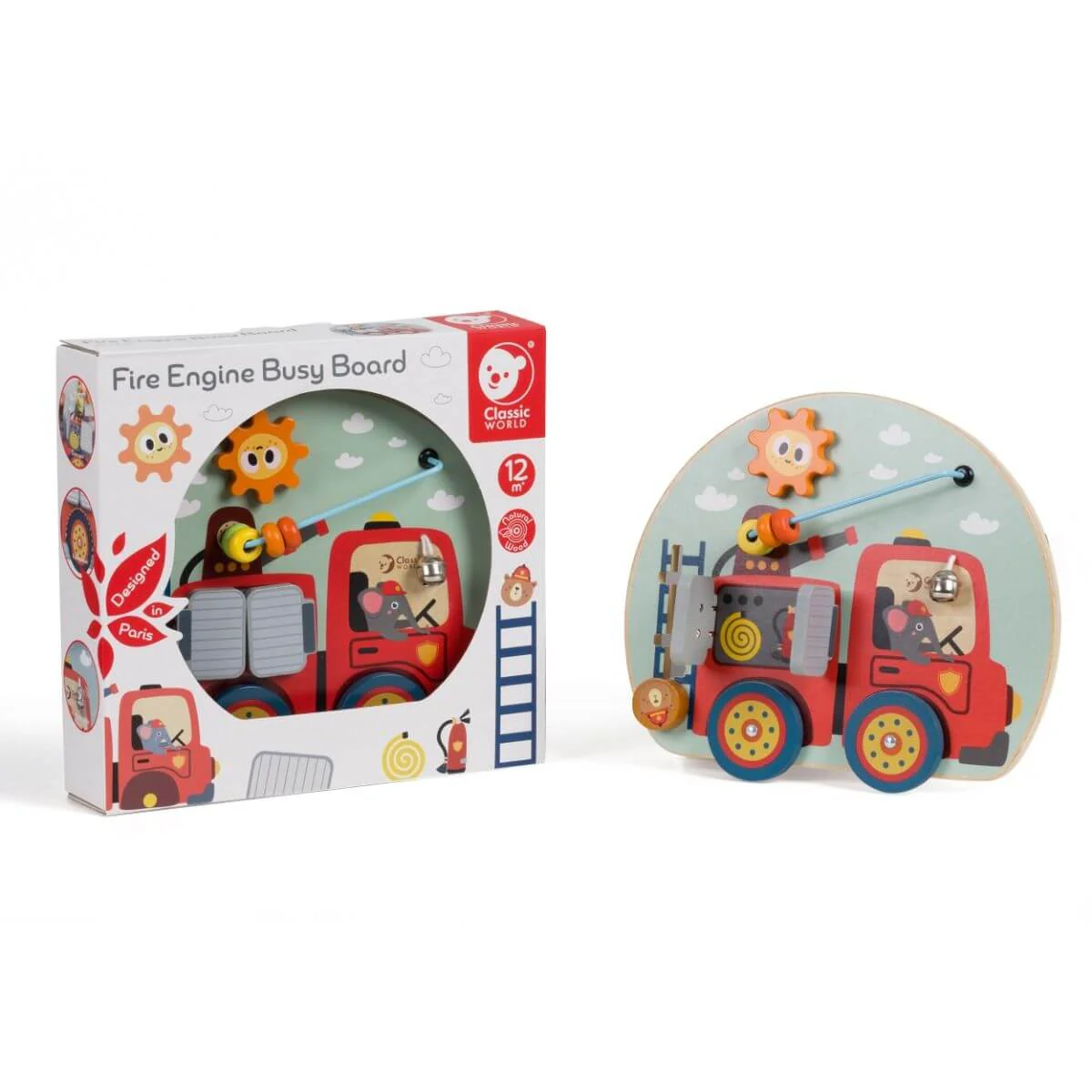 Classic World Kids Wooden Firetruck Activity Board - Image 2