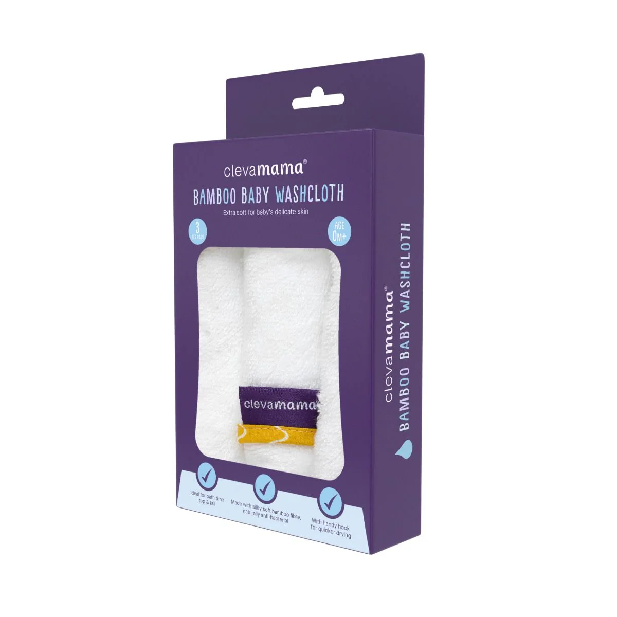 ClevaMama Bamboo Baby Washcloth 3pk - Image 3