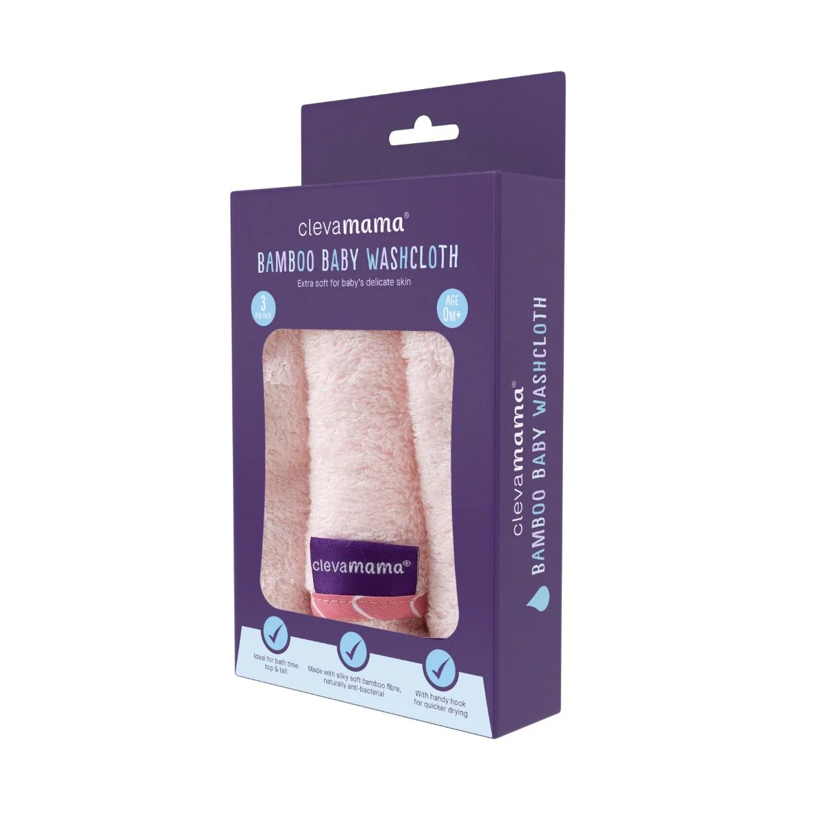 ClevaMama Bamboo Baby Washcloth 3pk - Image 4