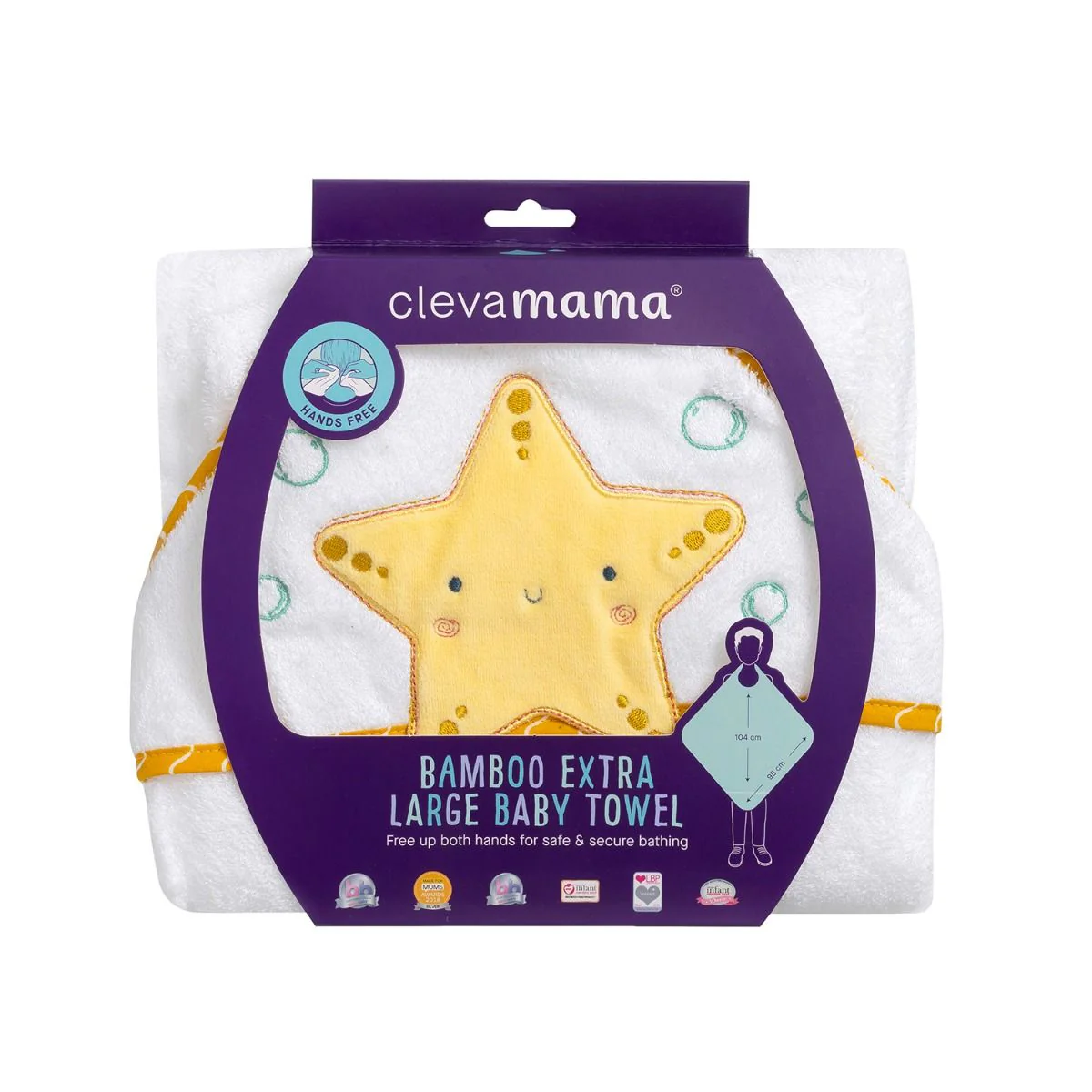 ClevaMama Bamboo Extra Large Apron Baby Bath Towel - Image 3