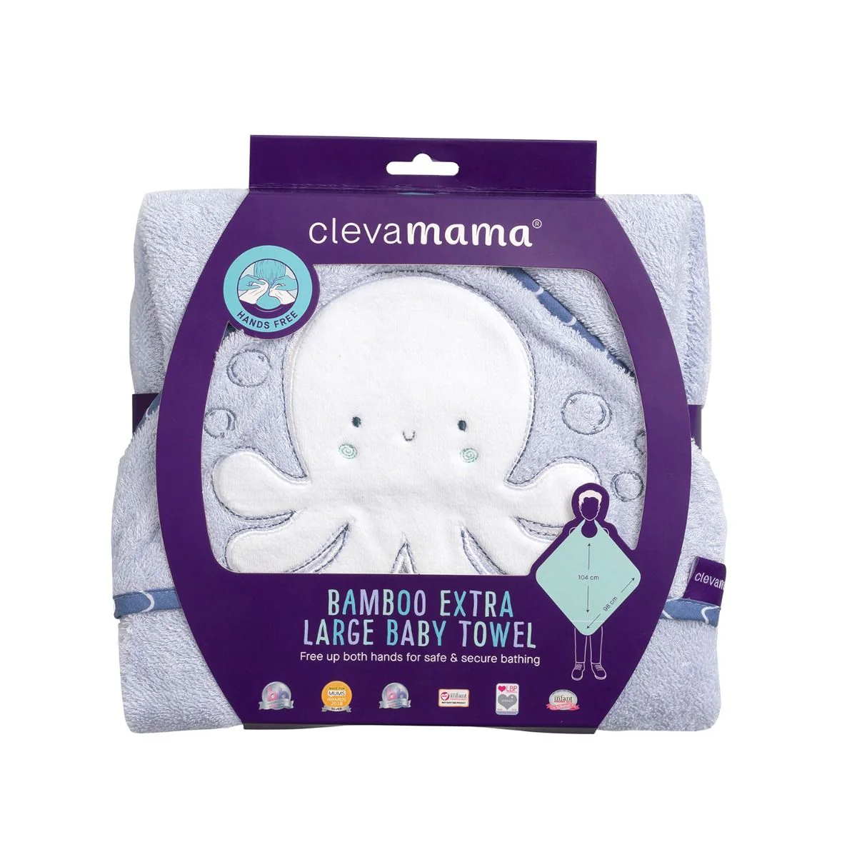 ClevaMama Bamboo Extra Large Apron Baby Bath Towel - Image 4