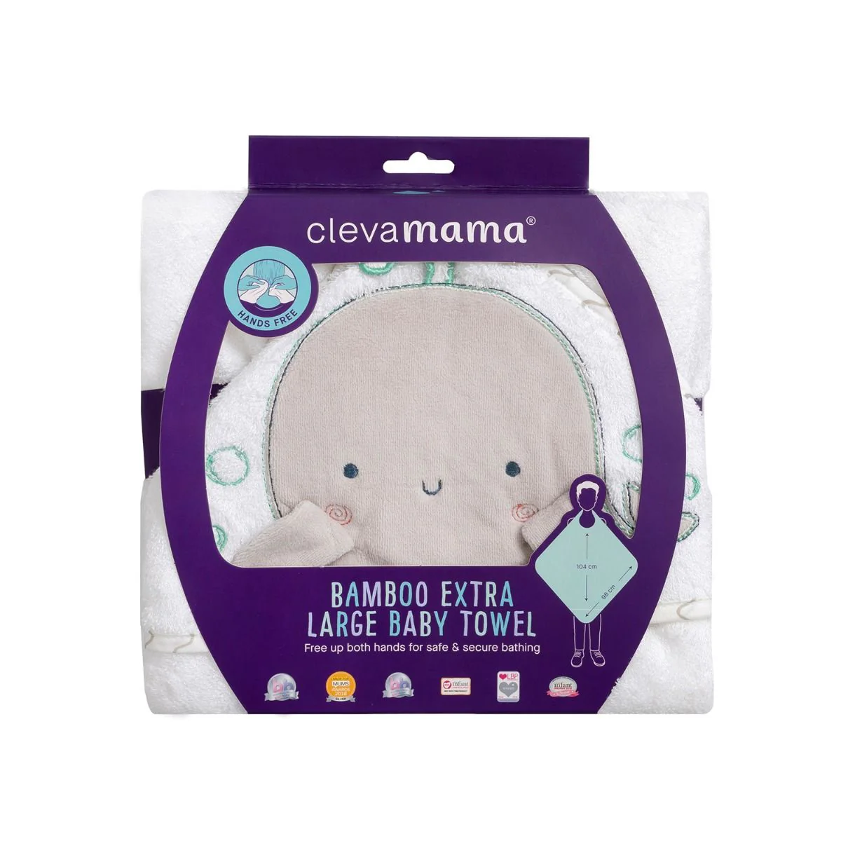 ClevaMama Bamboo Extra Large Apron Baby Bath Towel - Image 5