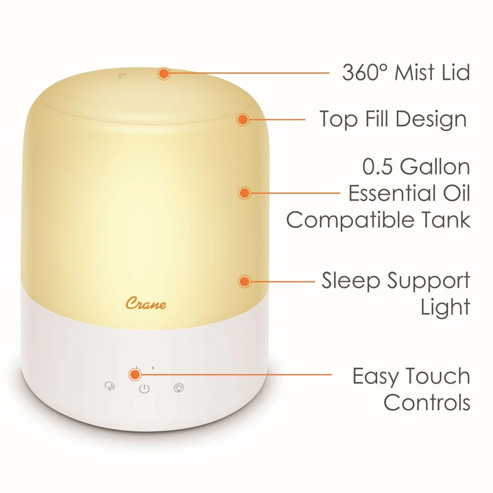 Crane 3 in 1 Cool Mist Humidifier with Aroma Diffuser & Sleep Support Light - Image 5