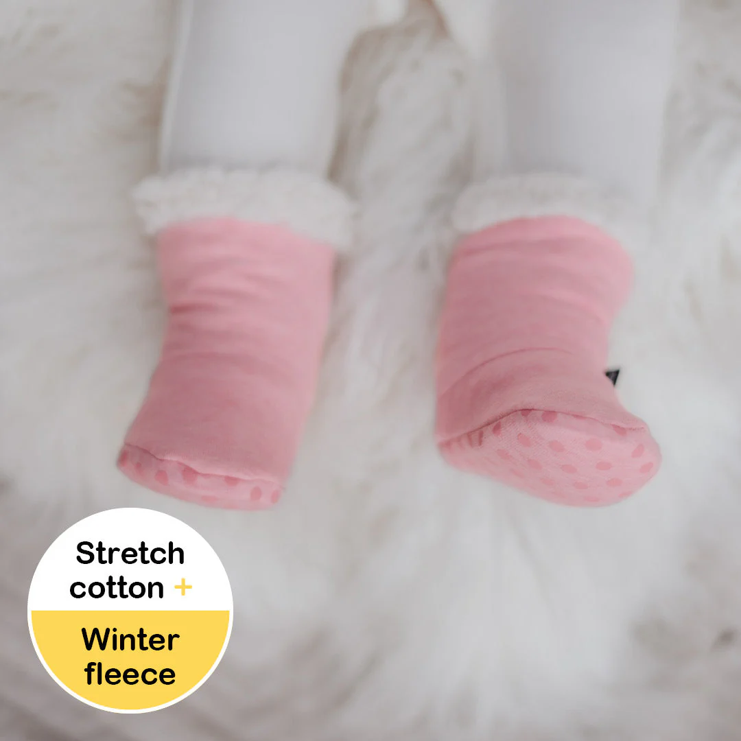 Bedhead Fleecy Winter Booties - Baby Pink Marle - Image 3