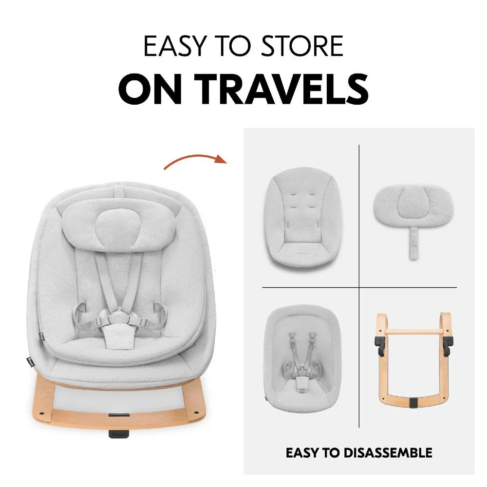 Hauck Highchair 3-in-1 Wooden Bouncer Eco - Light Grey - Image 11