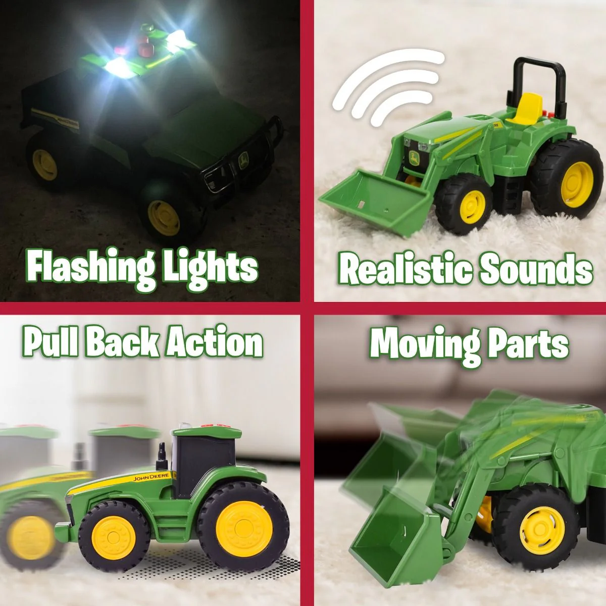 John Deere Lights & Sounds Mini Tractors - 3 Pk - Image 3