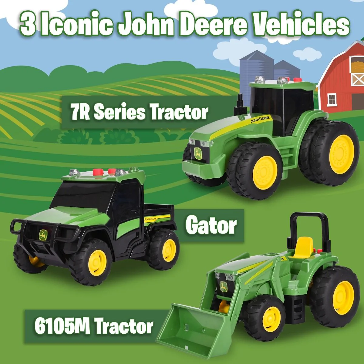 John Deere Lights & Sounds Mini Tractors - 3 Pk - Image 6