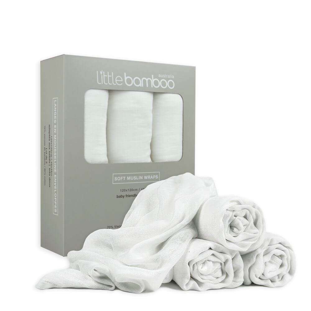 Little Bamboo Muslin Baby Wraps 3pk - Image 2