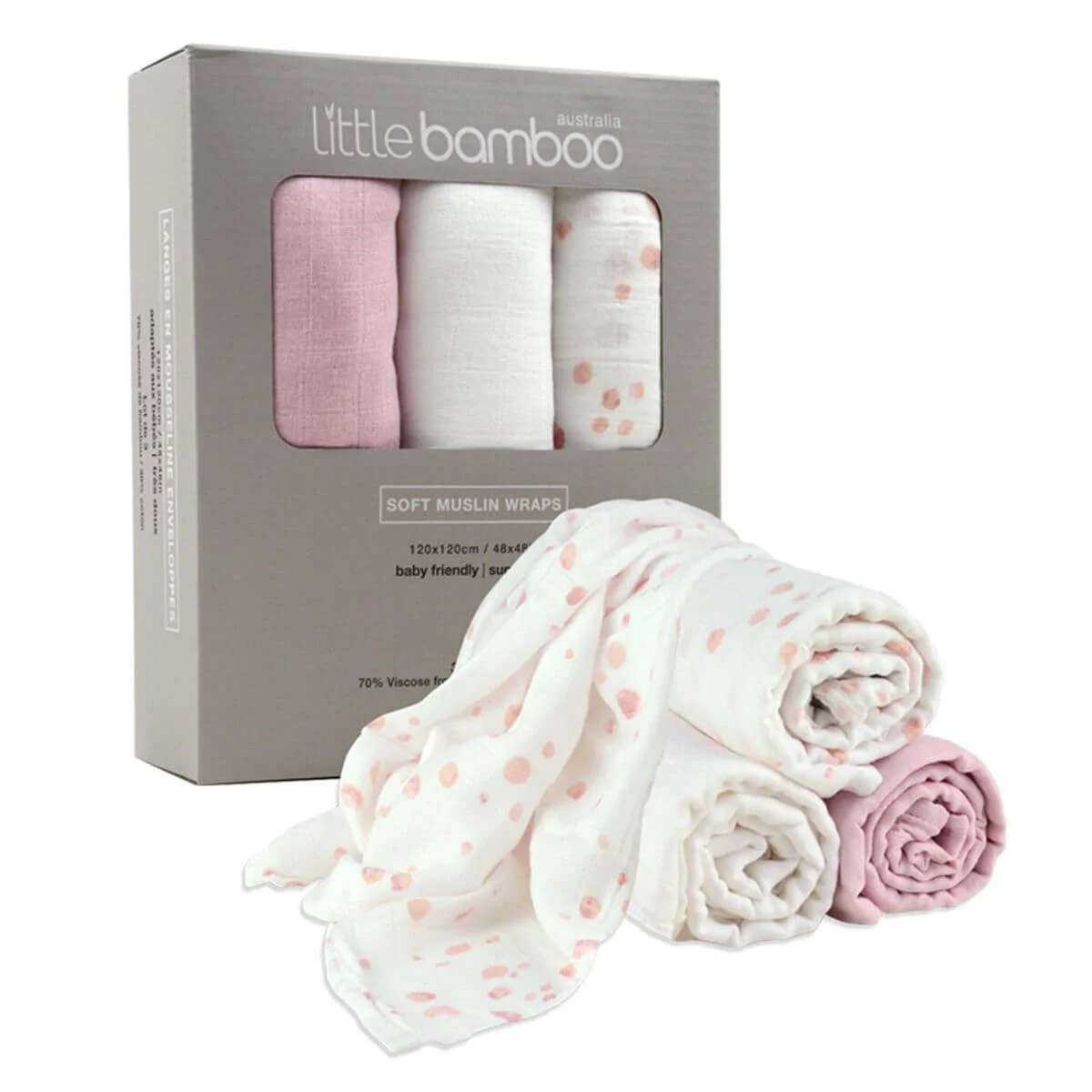 Little Bamboo Muslin Baby Wraps 3pk - Image 3