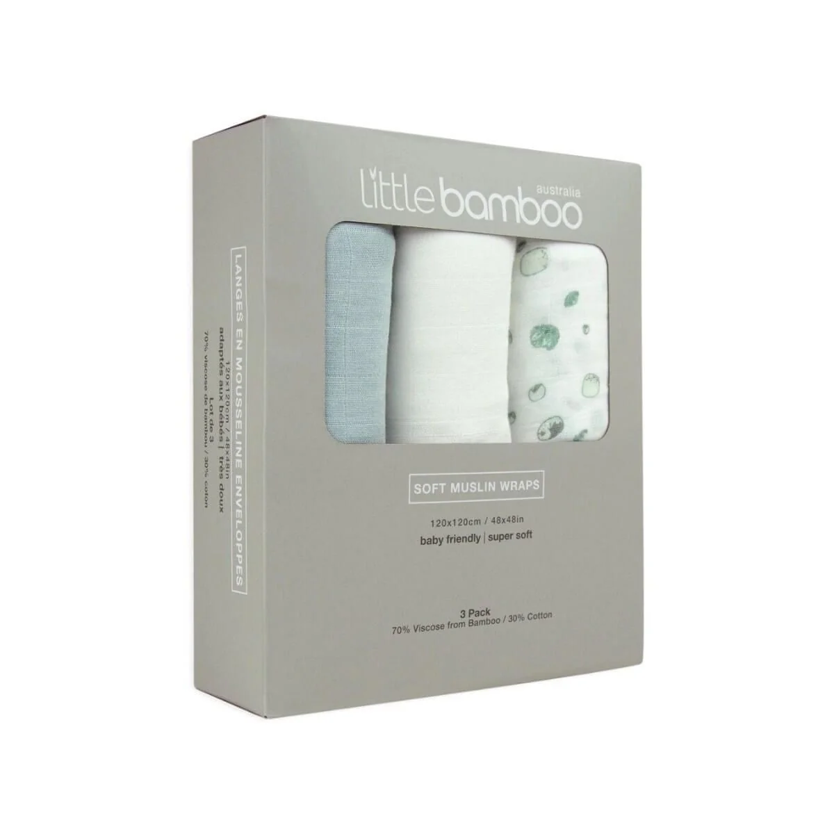 Little Bamboo Muslin Baby Wraps 3pk - Image 4