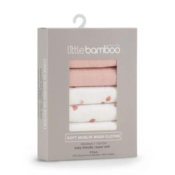 Little Bamboo Muslin Wash Cloths 6pk - Image 6