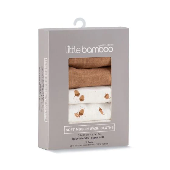 Little Bamboo Muslin Wash Cloths 6pk - Image 8