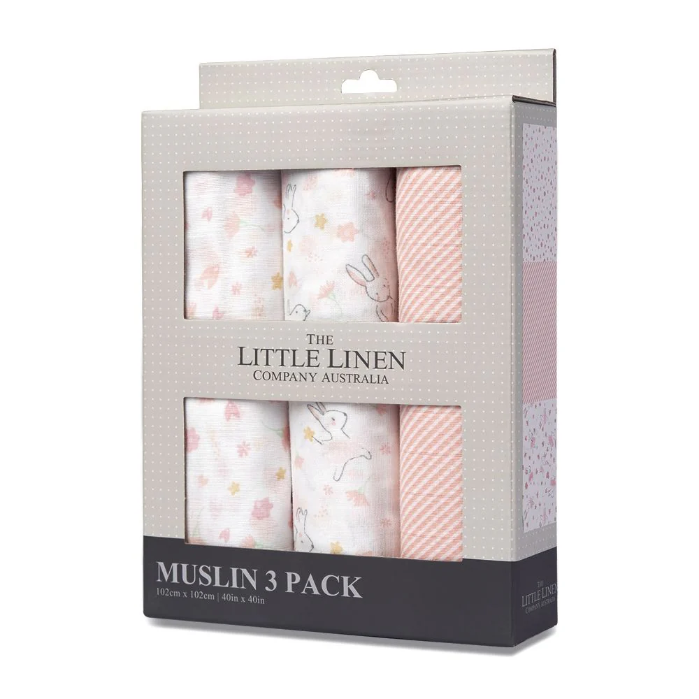 Little Linen Muslin Baby Wrap 3pk