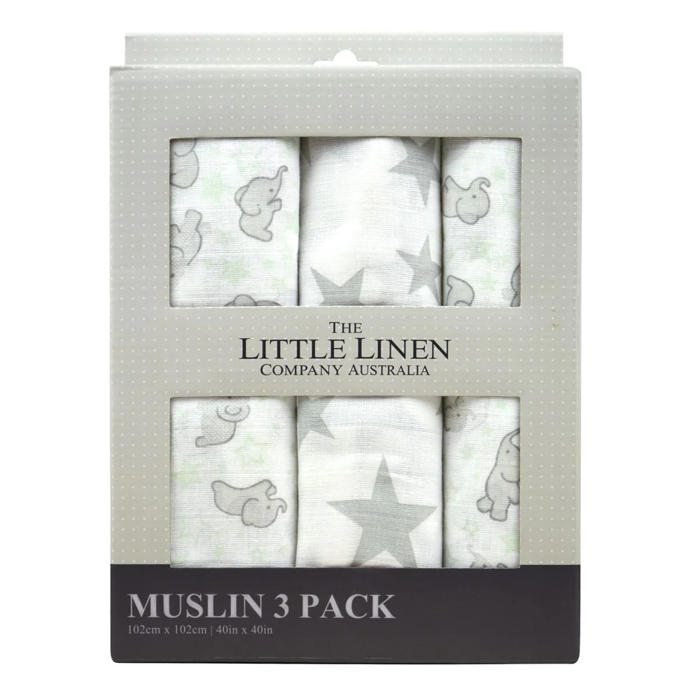 Little Linen Muslin Baby Wrap 3pk - Image 2