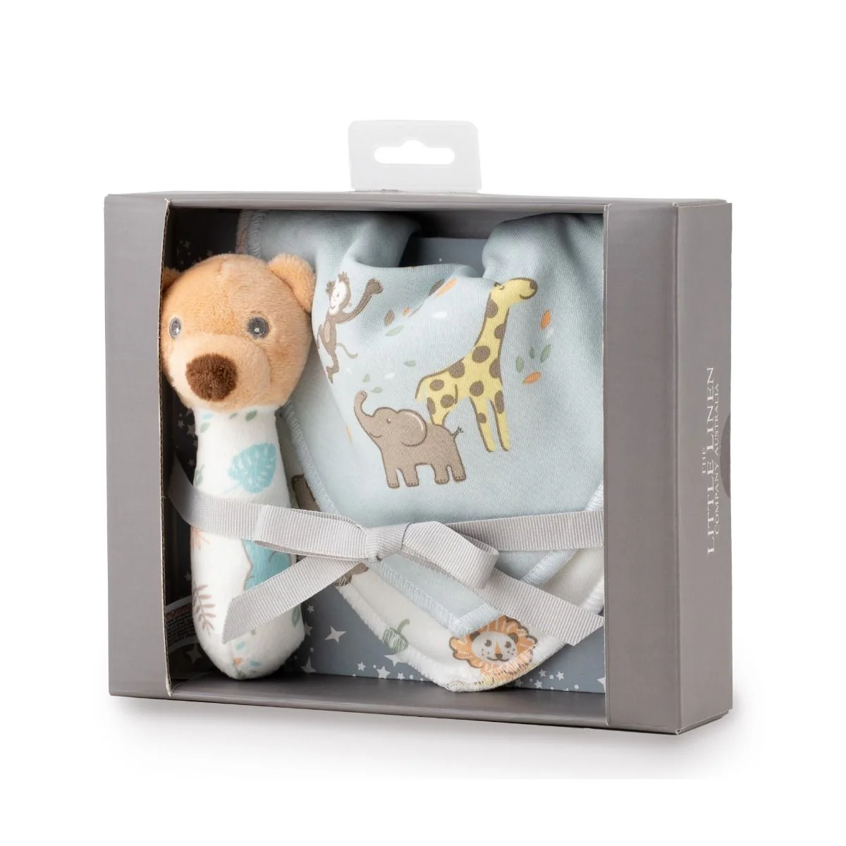 Little Linen Rattle & Bib Set - Image 2