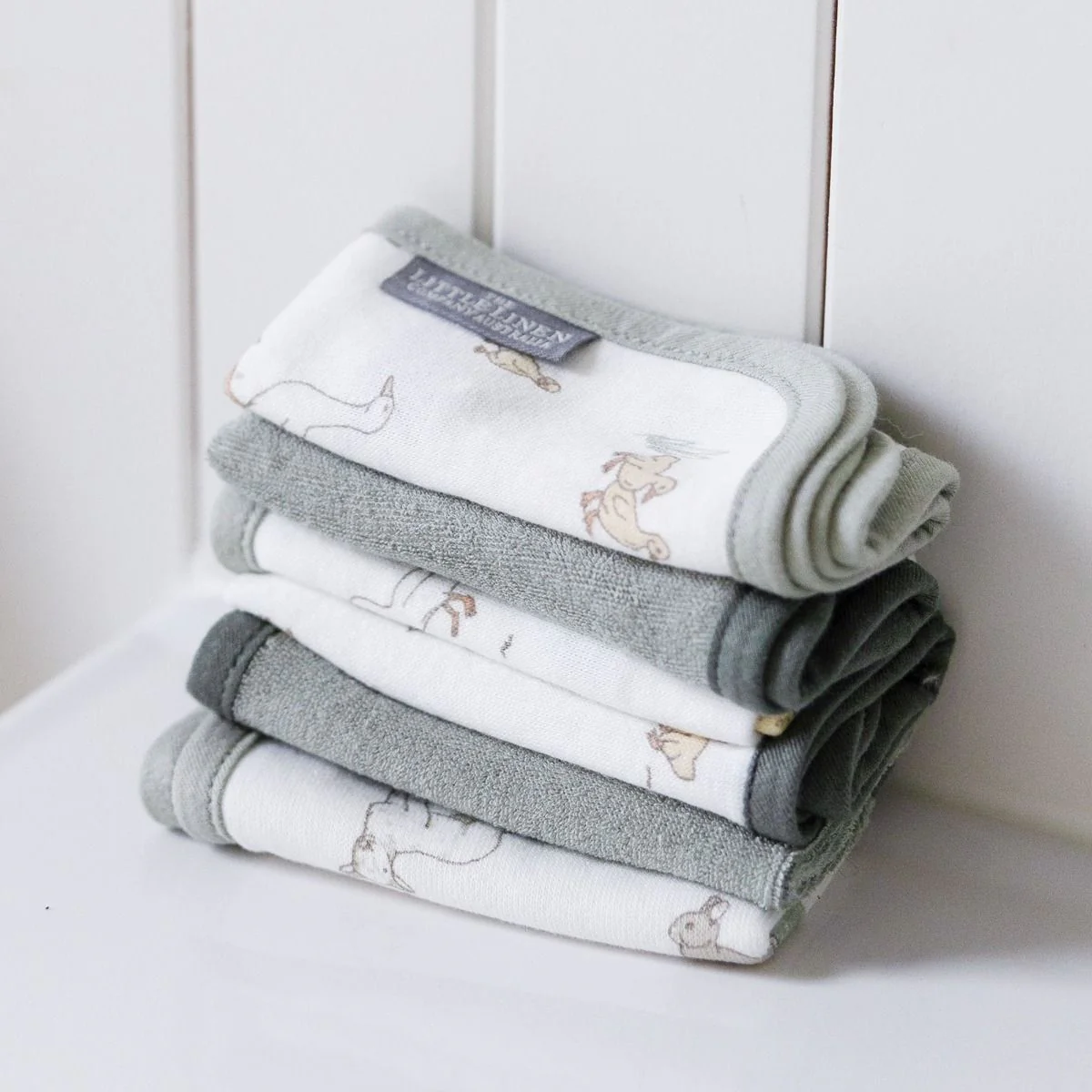 Little Linen Towelling Washcloths 6pk - Image 6