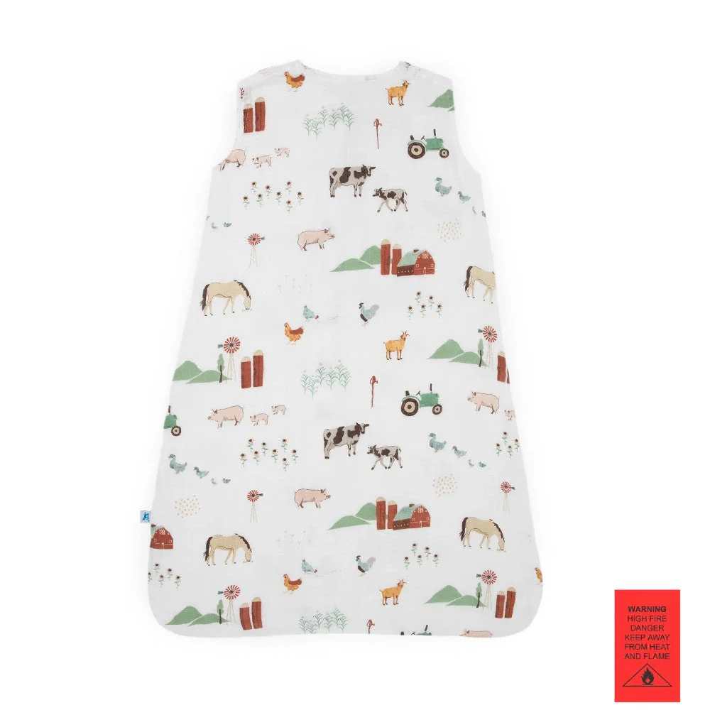 Little Unicorn Cotton Muslin Sleeping Bag Farmyard - Image 3
