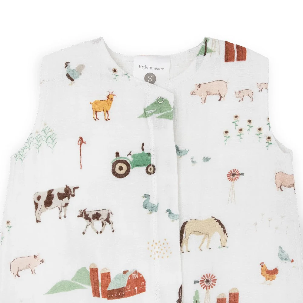 Little Unicorn Cotton Muslin Sleeping Bag Farmyard - Image 4