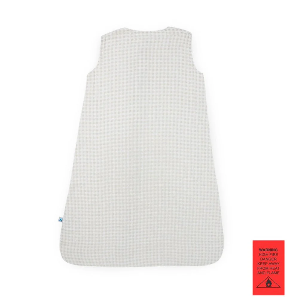 Little Unicorn Cotton Muslin Sleeping Bag Tan Gingham - Image 3
