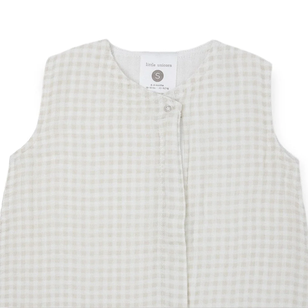 Little Unicorn Cotton Muslin Sleeping Bag Tan Gingham - Image 4