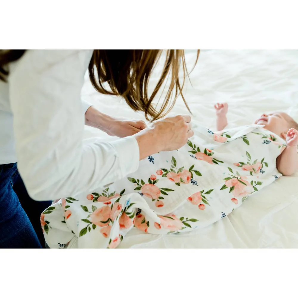 Little Unicorn Cotton Muslin Sleeping Bag Watercolour Roses - Image 4