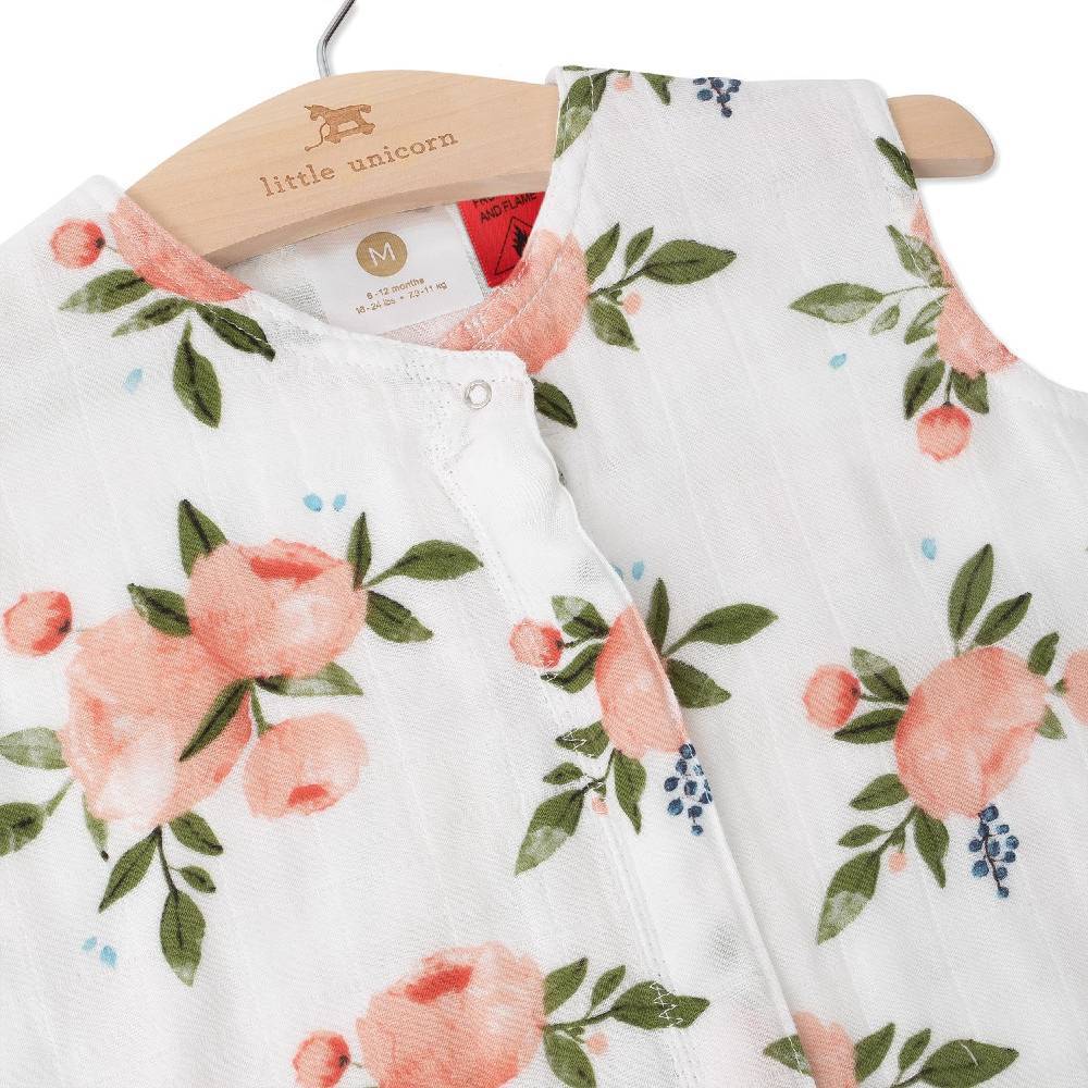 Little Unicorn Cotton Muslin Sleeping Bag Watercolour Roses - Image 6