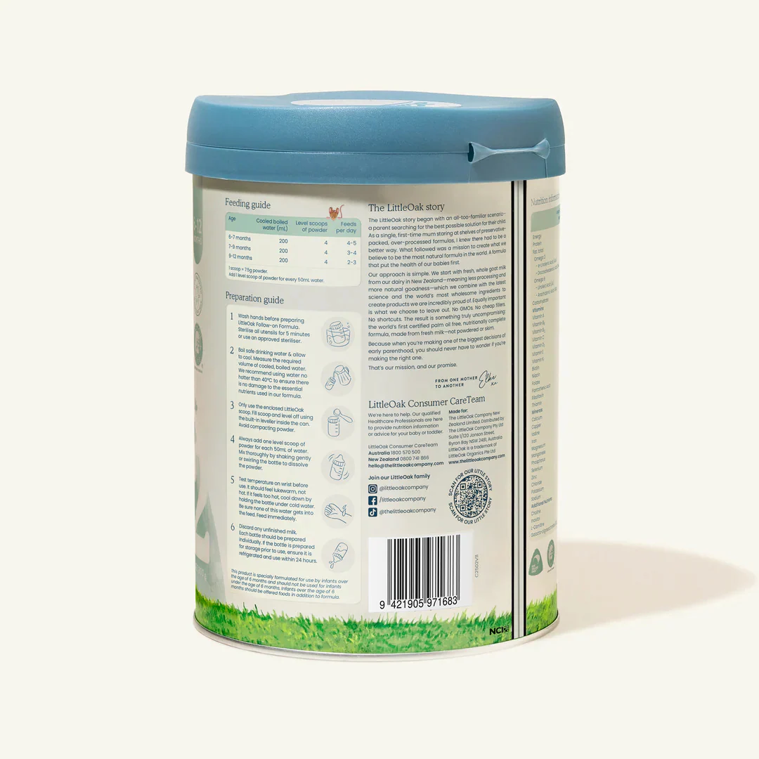 LittleOak Natural Goat Milk Follow-on Formula with Olive Oil Can 800g (Stage 2/6-12m) - Image 3