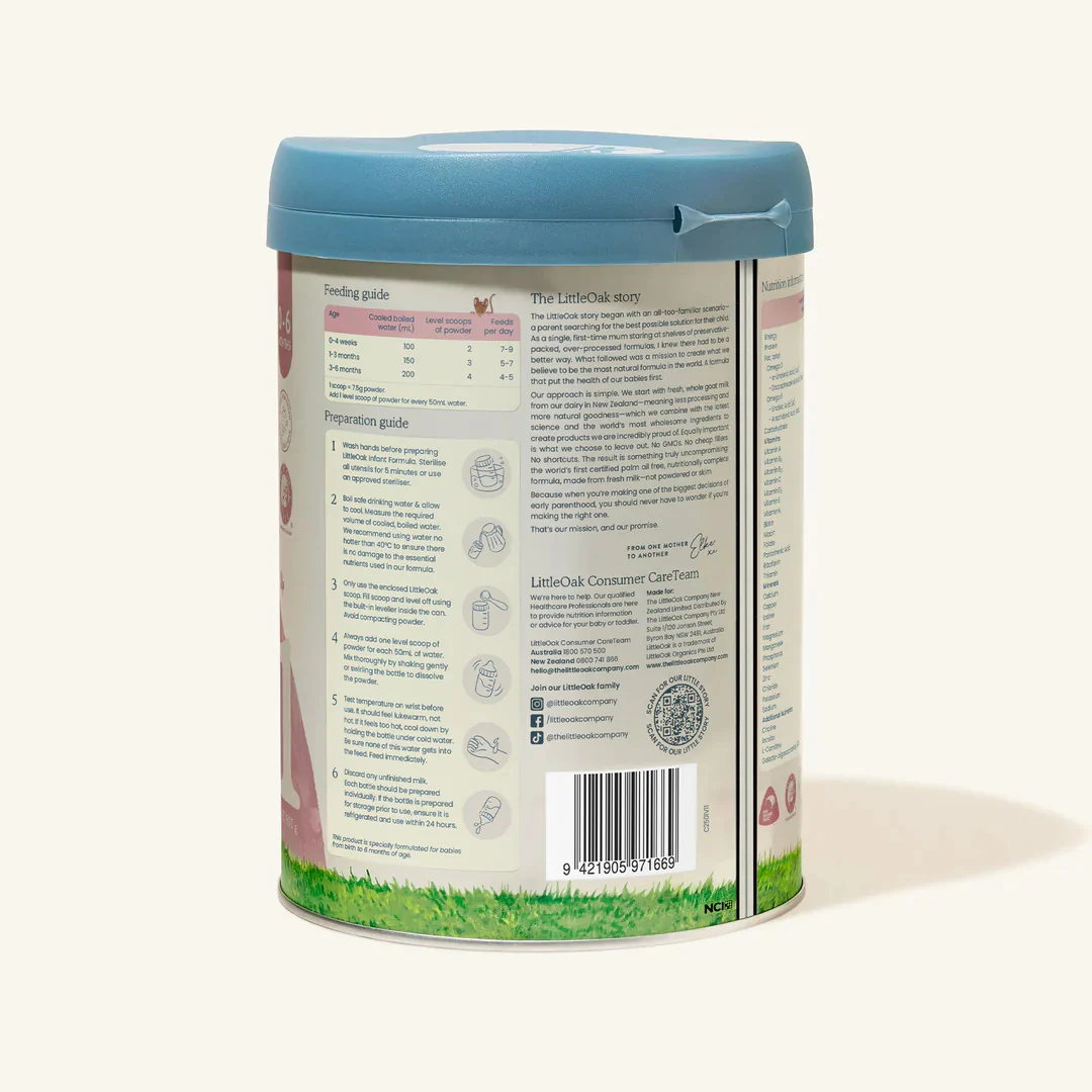 LittleOak Natural Goat Milk Infant Formula with Olive Oil Can 800g (Stage 1/0-6m) - Image 3