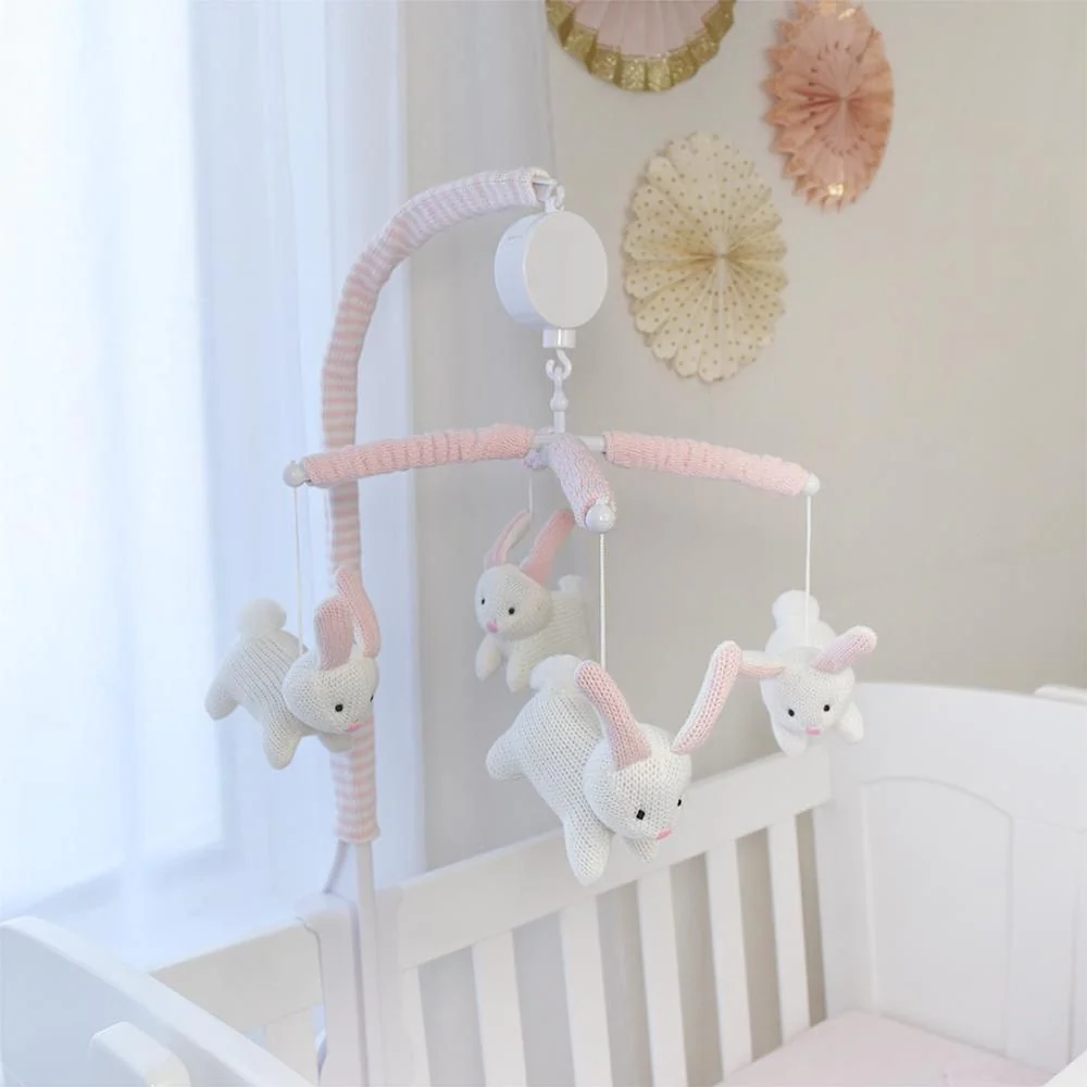 Living Textiles Pink Bunny Cot Musical Mobile - Clearance - Image 2