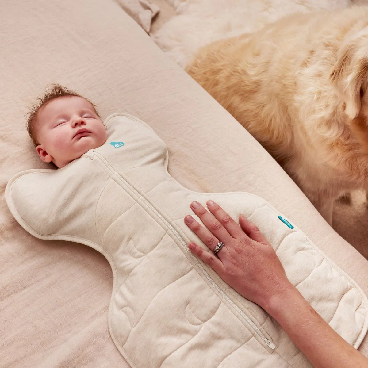 Love To Dream Swaddle Up™ Extra Warm 3.5 TOG - Blush Heart Oatmeal - Image 3