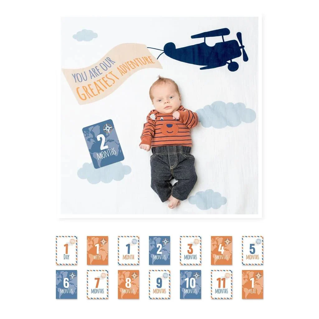 Lulujo Baby’s First Year Milestone Cards and Blanket Set - Image 5