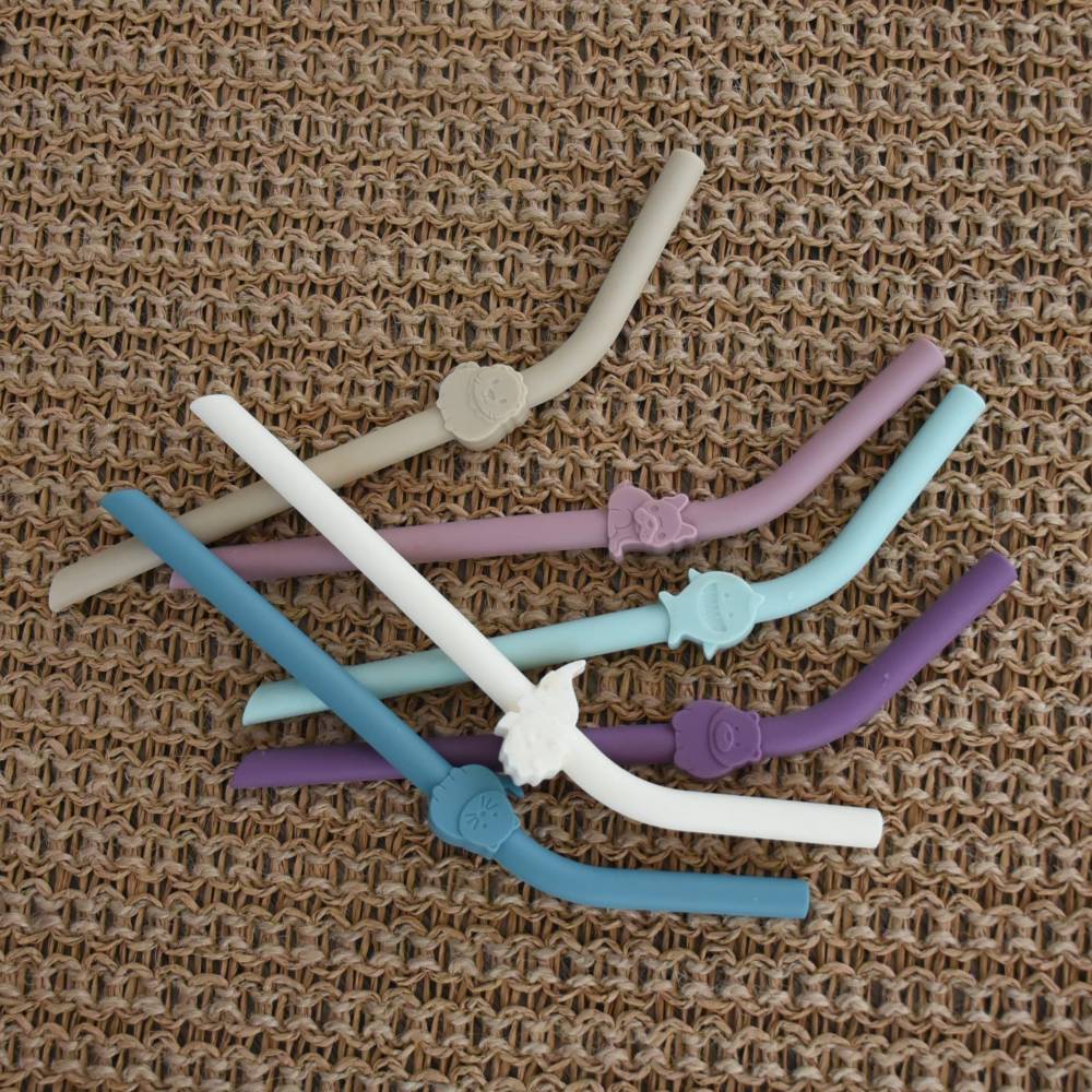 Melii Luxe Silicone Animal Straws with Cleaning Brush - Image 3