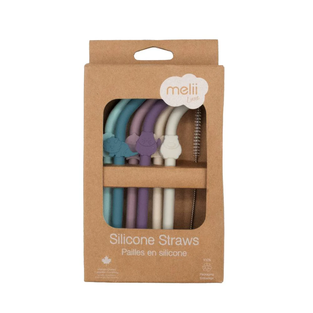 Melii Luxe Silicone Animal Straws with Cleaning Brush - Image 4