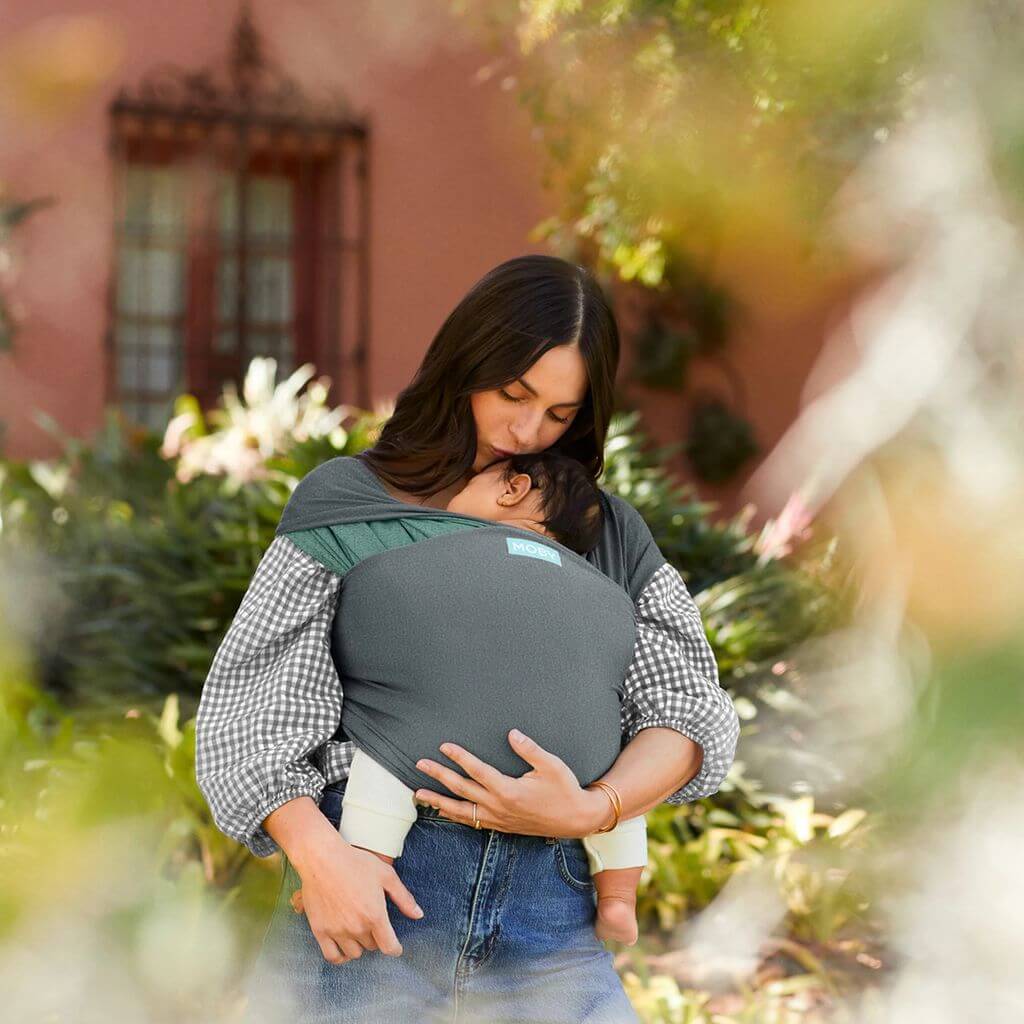 Moby Reversible Baby Wrap - Jade/Grey - Image 5
