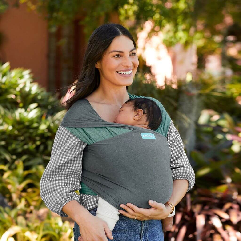 Moby Reversible Baby Wrap - Jade/Grey - Image 6