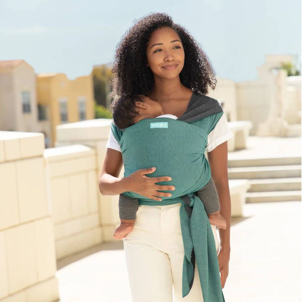 Moby Reversible Baby Wrap - Jade/Grey - Image 8