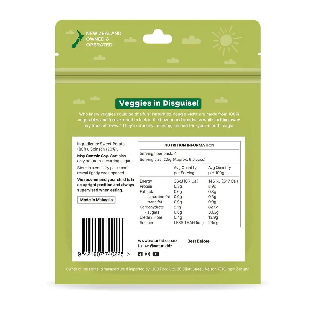 NaturKidz Sweet Potato & Spinach Veggie Meltz - 10g - Image 2