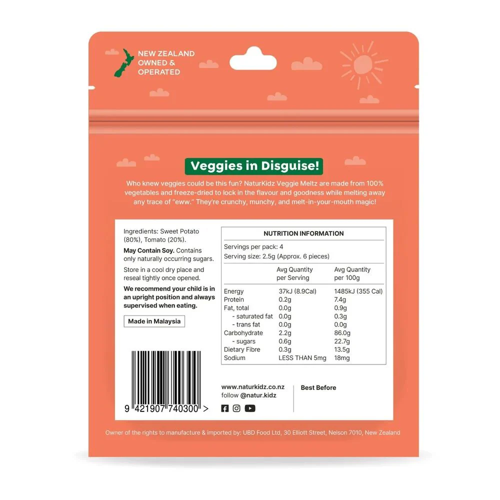 NaturKidz Sweet Potato & Tomato Veggie Meltz - 10g - Image 2