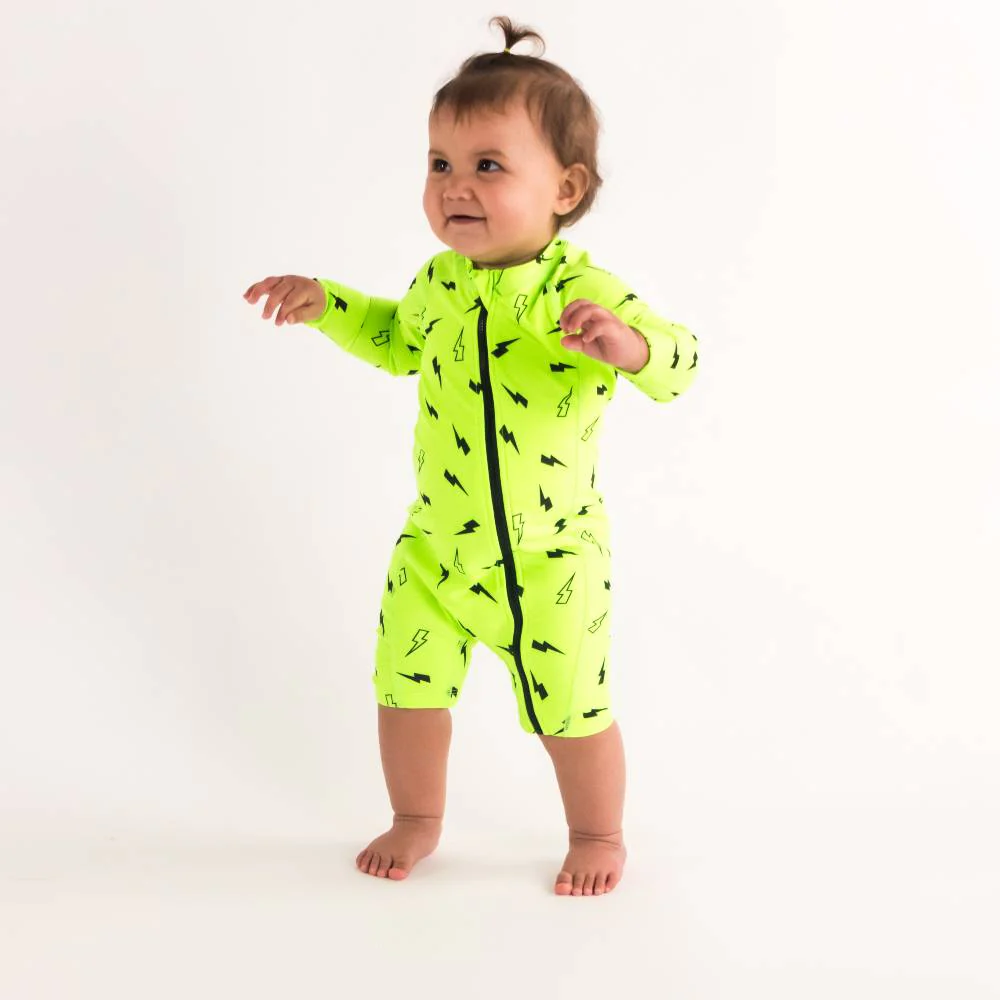 Neon by Nestling Shortie Swimmers - Green Bolts - Image 3