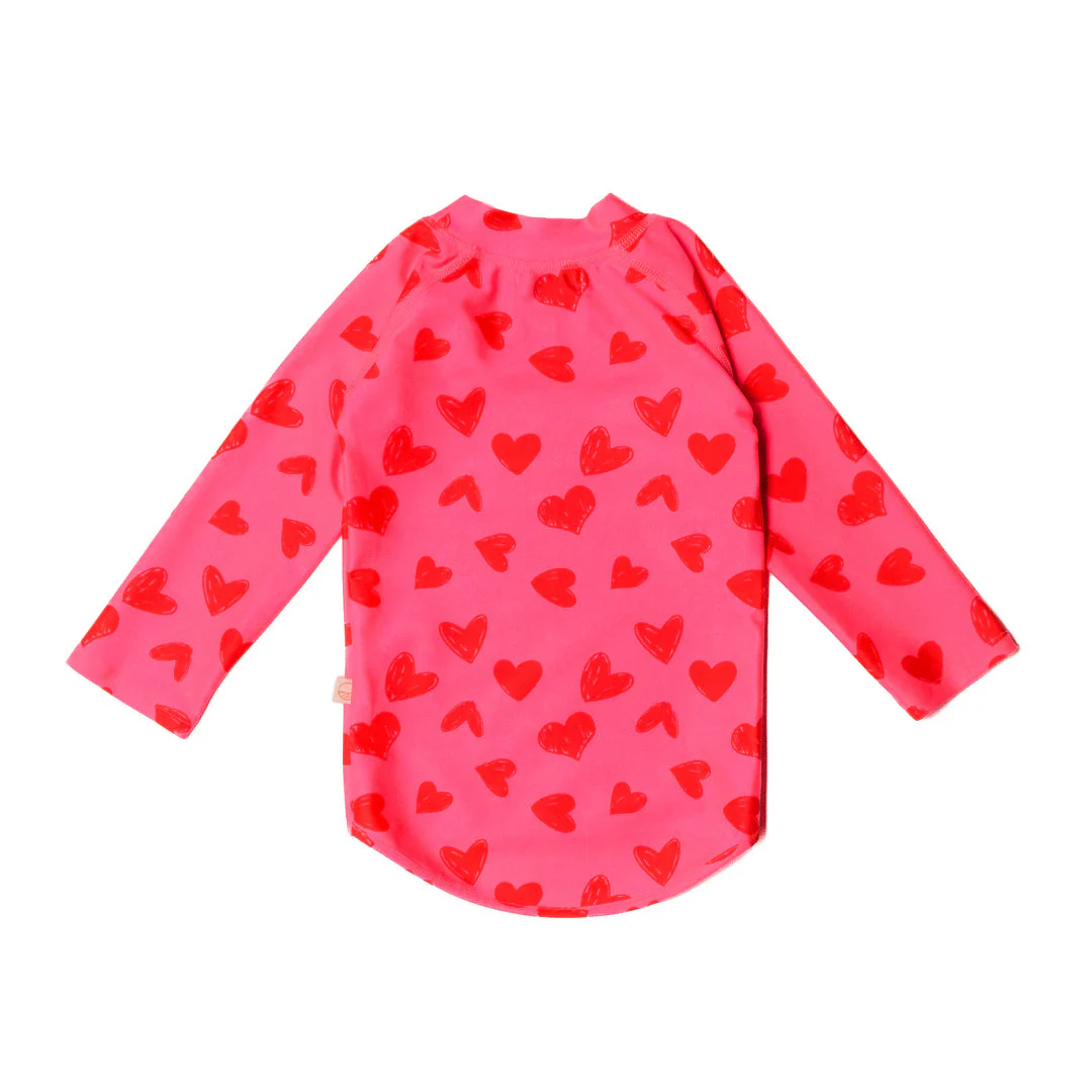 Neon by Nestling UPF50+ Swim Rash Vest - Pink Hearts - Image 2