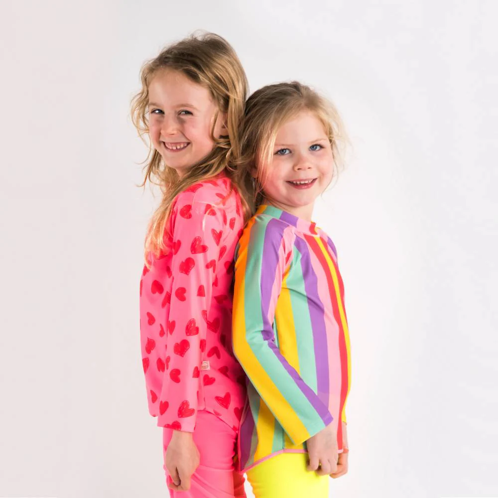Neon by Nestling UPF50+ Swim Rash Vest - Pink Hearts - Image 3