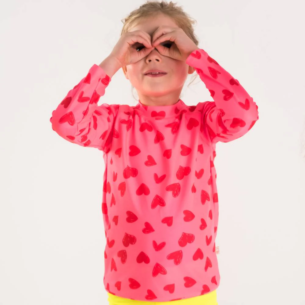Neon by Nestling UPF50+ Swim Rash Vest - Pink Hearts - Image 4