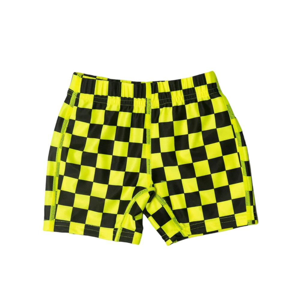 Neon by Nestling Swim Shorts - Neon Yellow Check - Image 2